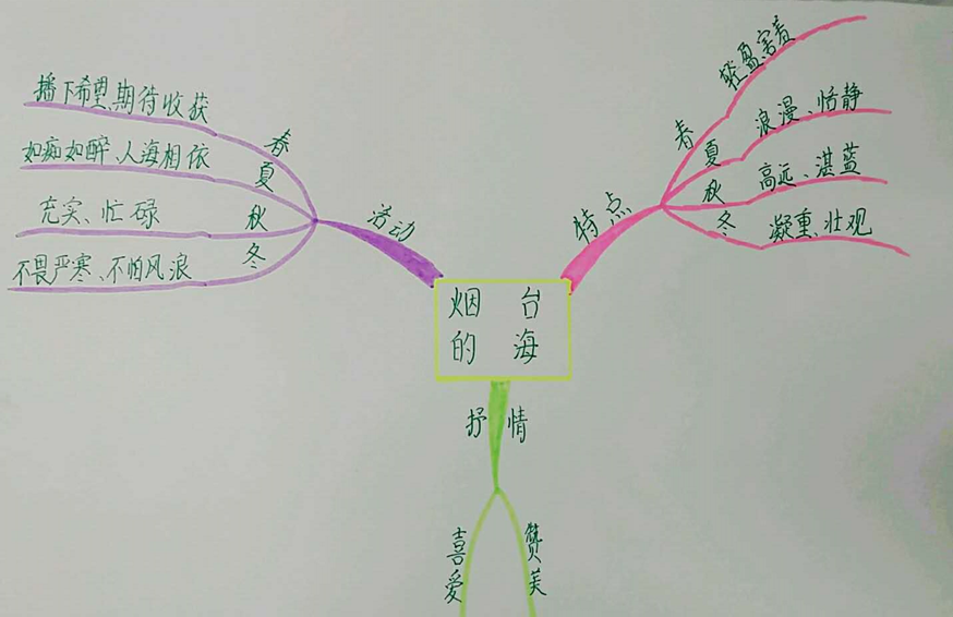 《烟台的海》文章按时间变化的顺序来写,学生通过分析烟台的海四季